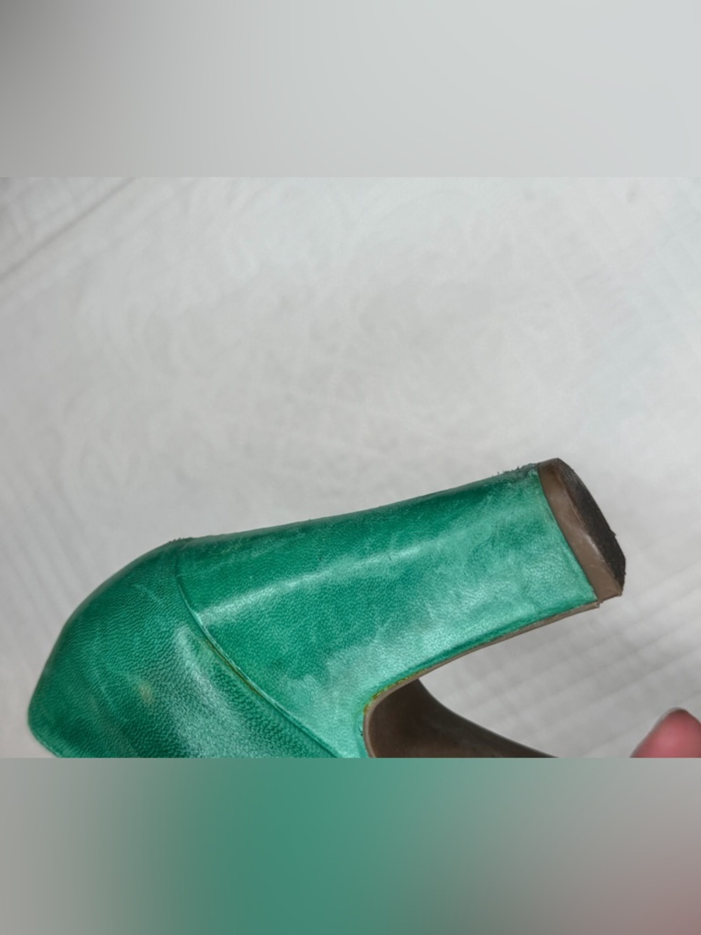 Miz Mooz Sailor Green Leather T-Strap Ruffled Heels Retro Y2K Classic Women 8 - Picture 12 of 13